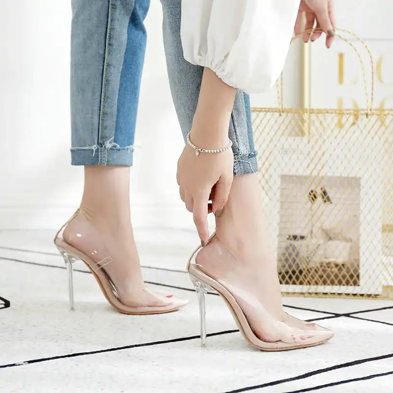cheap clear perspex heels