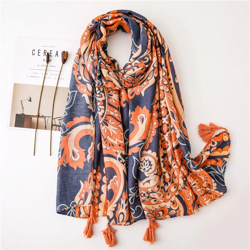 Foulard femme женский зимний шарф женский Осень Весна мексиканский стиль длинный шарф с принтом аксессуары mujer