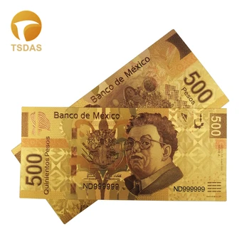 

10pcs/lot Mexico Gold Banknote 500 Pesos Banknote For Souvenirs, Golden Bank Notes Drop Ship