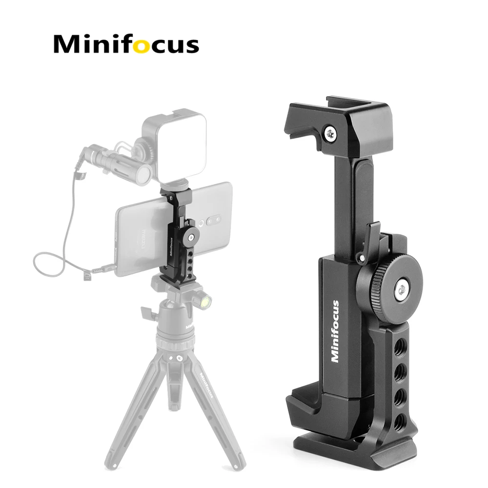 Tripod Phone Mount with Cold Shoe for Microphone LED Video Light Vlog