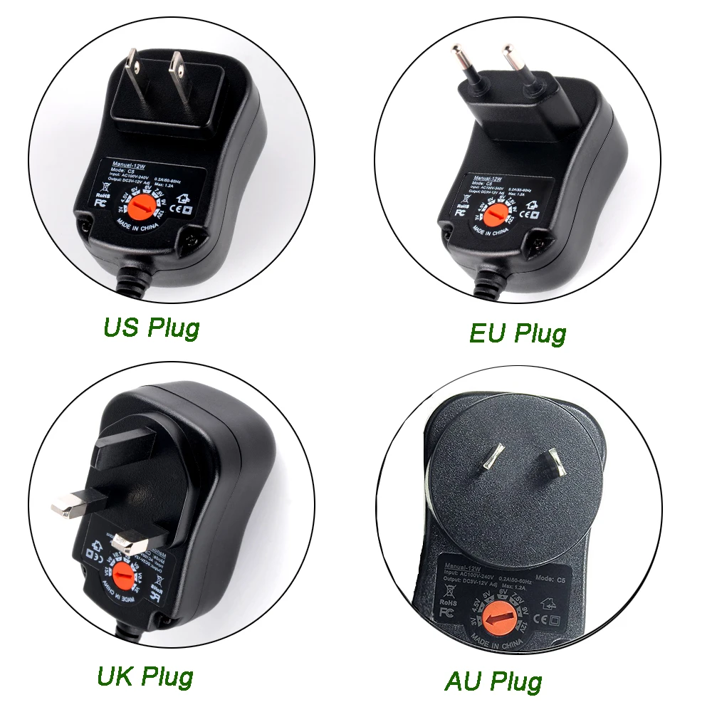 AC100 240V конвертер постоянного тока 3V 4 5 V 5V 6V 7 9V 12 1A Регулируемый адаптер питания