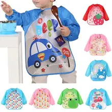 Детские нагрудники с милыми мультяшными животными, водонепроницаемые, цветные, детские нагрудники с длинными рукавами, детские нагрудники с длинными рукавами