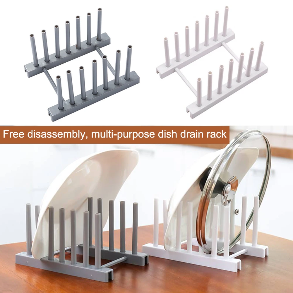 Kitchen Storage Shelf Pratical Dish Plate Drain Rack Multifunctional Tableware Drying Storage Tray Home T shape Pot Lid Shelf