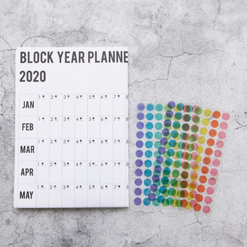 Блок ГОД ПЛАНИРОВЩИК ежедневный план настенный бумажный календарь с 2 листами EVA марка наклейки для офиса школы дома - Цвет: Calendar