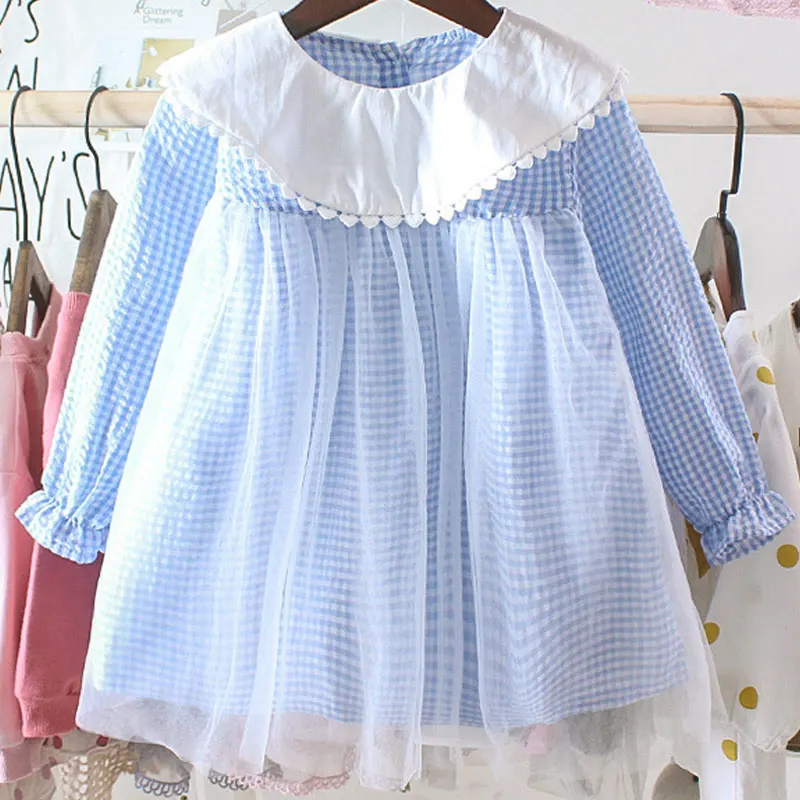 Melario Bunny Spring Kids Dress for Girls Long Sleeve Fake 2pc Dresses Love Newborn Body Clothes Toddler Baby Clothing 0-24m - Цвет: BlueAZ2153