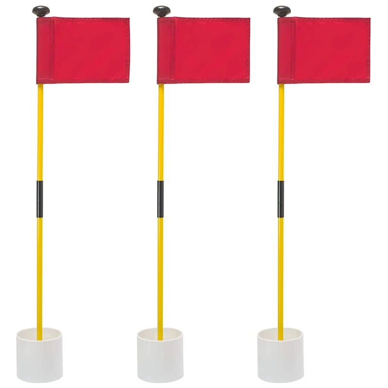 3 Pcs Backyard Practice Golf Hole Pole Cup Flag Sticks,Golf Putting