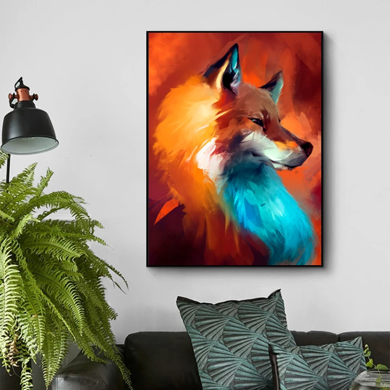 Canvas Painting Nordic Animal Posters and Prints Abstract Fox Oil Painting Wall Pictures for Kids Living Room Cuadros Home Decor