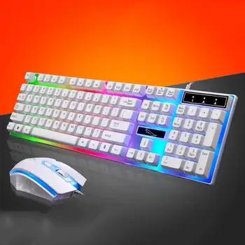 

2Pcs Ergonomic LED Backlight Wired Gaming Wrist Rest Keyboard Gaming Mouse Set teclado mecanico механическая клавиатура