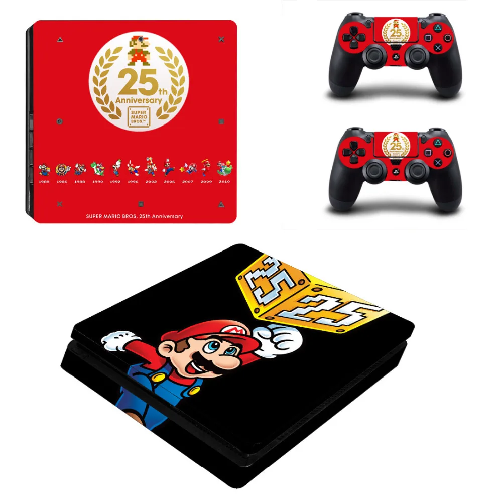 Marios Ограниченная серия PS4 тонкая кожа Наклейка для Playstation 4 тонкая консоль и контроллеры защитный чехол для джойстика виниловые наклейки