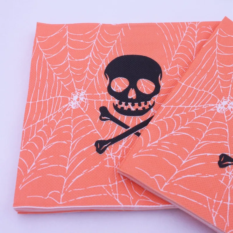 [Currently Available] Color Printing Skeleton Skull Head Napkin Halloween Paper Towel Kleenex Party Bar Decoration
