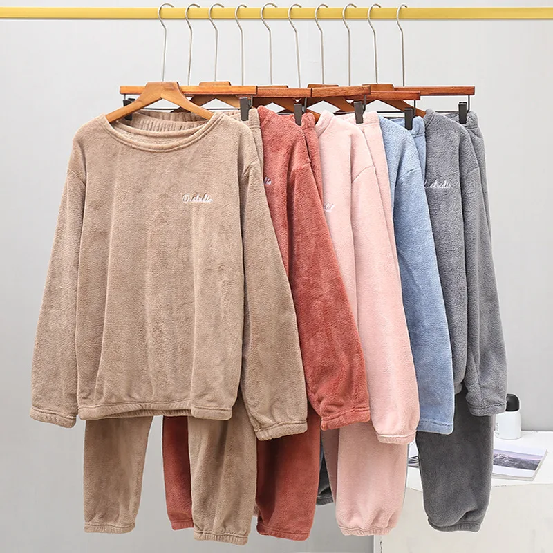 Casual Women Sets Sleeping Pants and Top T Shirts Trousers Sets Plush