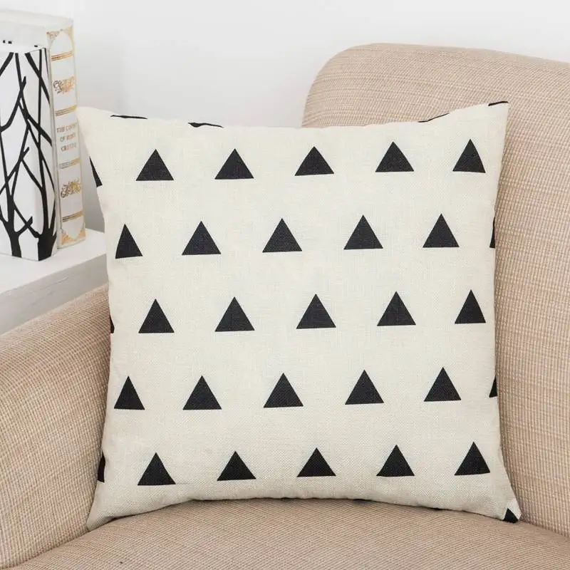 45x45 cm Nordic Geometric Grid Sofa Cushions Cover Linen Cotton Throw Pillows Covers Home Decoration Cushion Case for Bed Sofa - Цвет: F