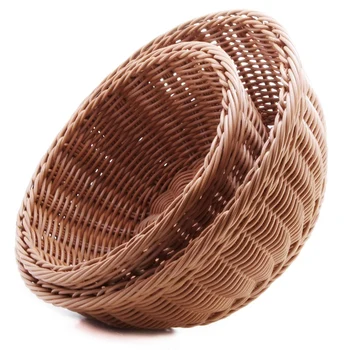 

2Pcs Rattan Woven Bread Basket Storage Basket Storage Basket Fruit Basket Round Kitchen Debris Storage Basket