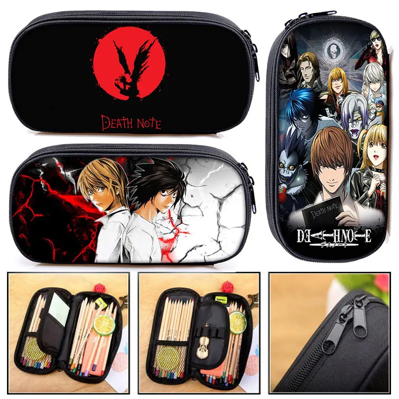 

Large Capacity Death Note Cartoon Anime Pencil Case Cool Canvas Pencil Box School Pen Bag Cartoon Cosmetic Case
