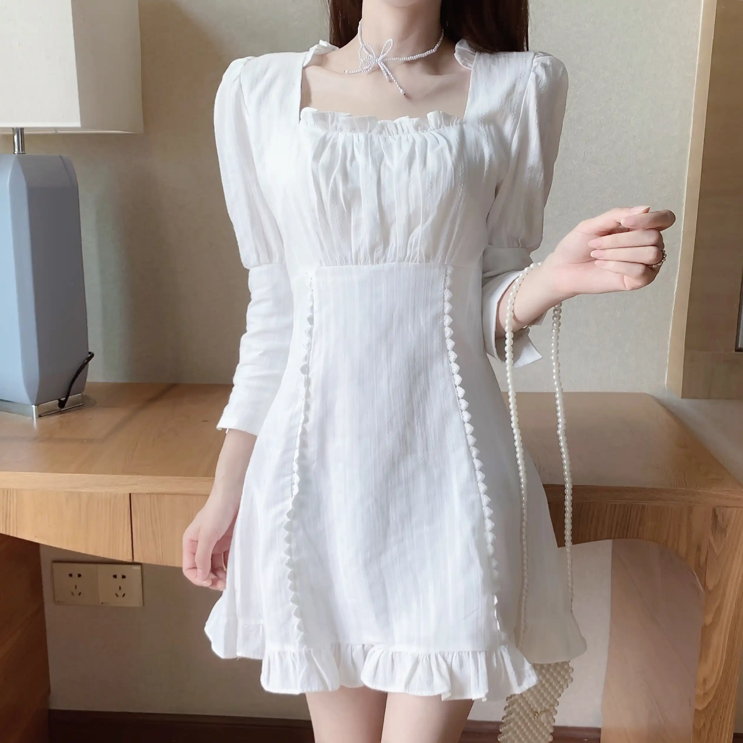 white shirt smock dress