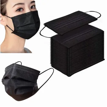 

Black Disposable 3-layer Non-woven Meltblown Face Mask 20/50/100 Pcs Breathable Mask Anti Dust Mascarilla Adult Face Mouth Mask