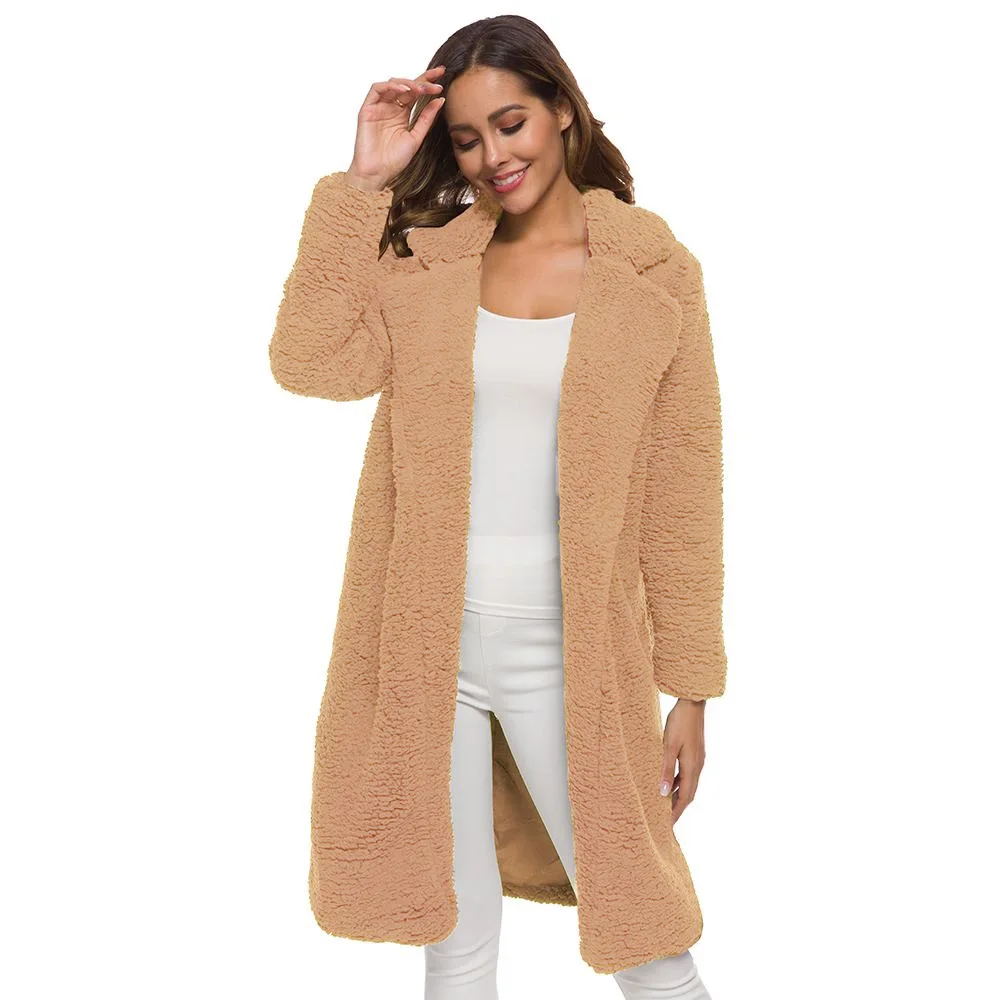 Wipalo Женское шерстяное пальто, меховое пальто, большой размер,пальто-чебурашка, плюс сайз, пальто из искусственного меха - Цвет: Khaki