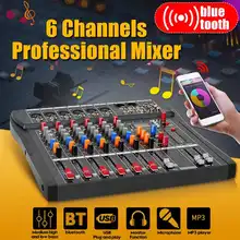 Профессиональный 6 каналов студийный аудио микшер bluetooth USB цифровой DJ звук микшерный пульт 48 В Phantom Power монитор усилитель