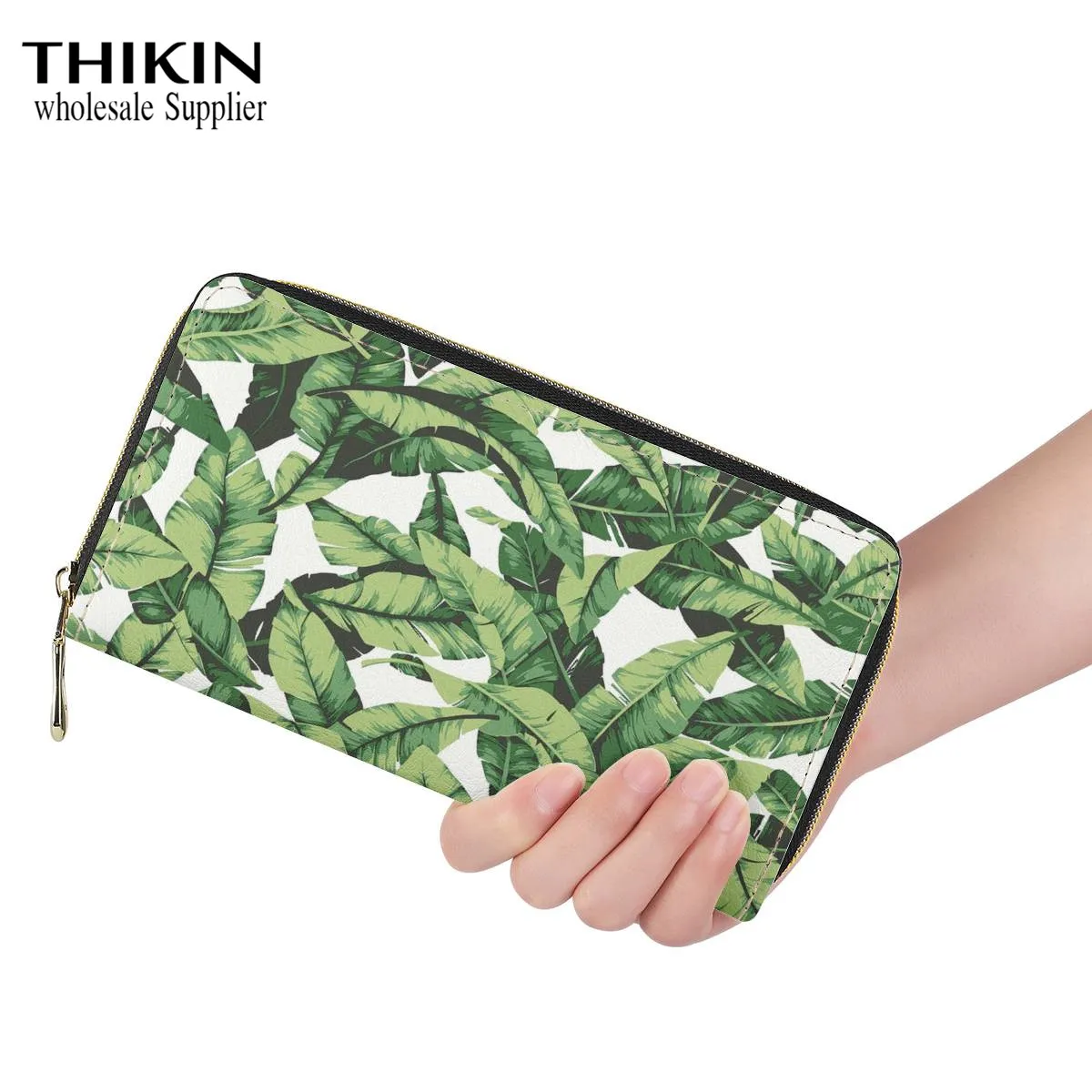 Женский Роскошный кошелек с тропическим узором в виде пальм и листьев длинный