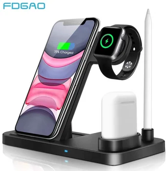 

4 in 1 Qi Wireless Charger Stand For iphone 11 Pro XS MAX Fast Charging Dock Station For Apple Watch 5 4 3 Airpods Apple pencil