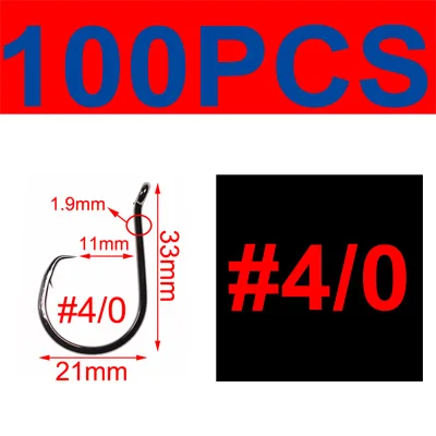 100pcs size 410 100 шт. пресноводные морские рыболовные крючки черные никелевые колючие круглые Крючки из высокоуглеродистой стали крючок для ловли сома тунца 10 размеров - Цвет: 100pcs size 410