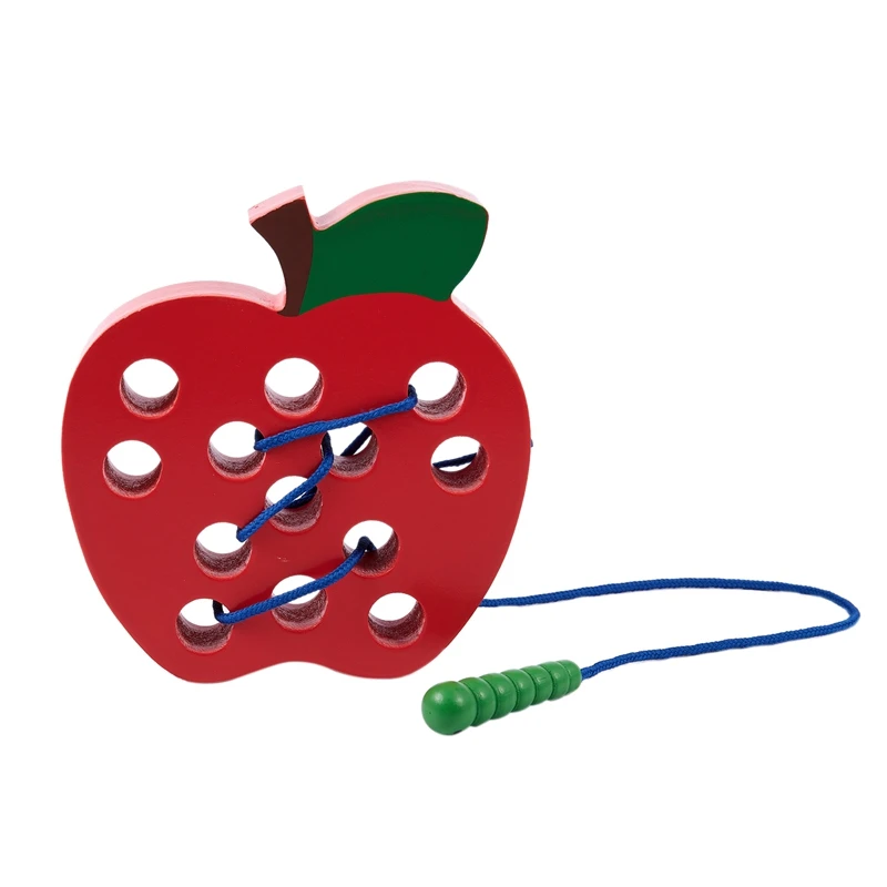 Lacing Big Apple Toy Threading Montessori Activity Learning Early SA 