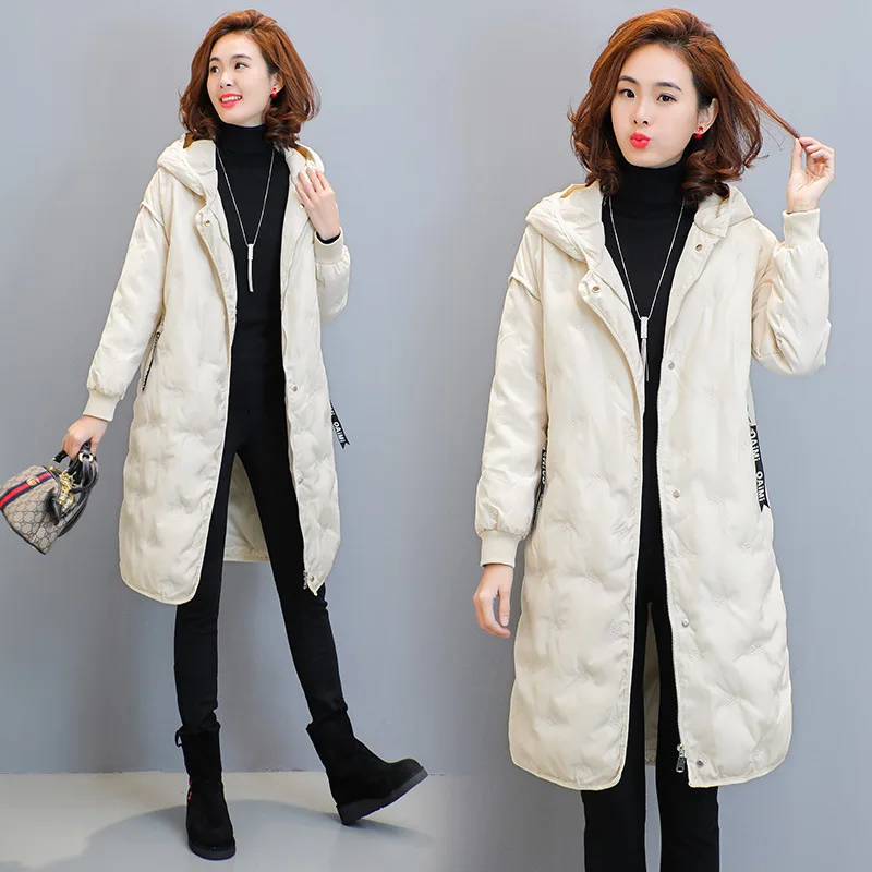 

Winter Coat Women Jacket 2018 New Style Korean-style Loose-Fit Women's Embroidery Hooded Mid-length down Jacket Cotton-padded Cl