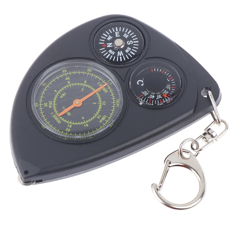 Portable Outdoor Odometer Multifunction Compass Curvometer With Rangefinder Map Odometer Thermometer Keychain