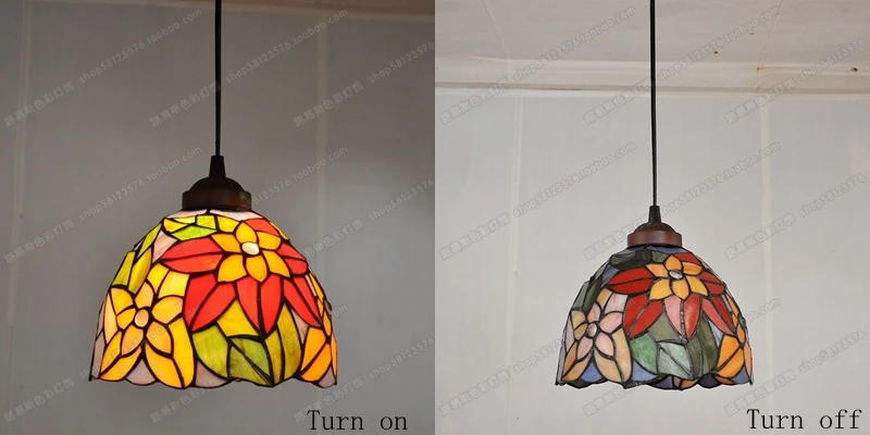 8 Inch American Stained Glass Chandelier Tiffany Style Restaurant Sink Bay Window Lighting European Antique Porch Balcony Light