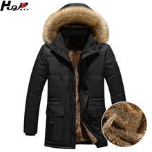 Huapate плотное зимнее пальто Parker Мужская Флисовая меховая шапка мужское зимнее пальто милитари длинное Мужское пальто