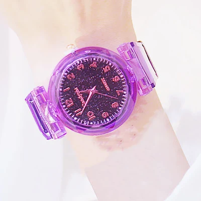 Модные милые детские часы для девочек, часы для детей, яркие цвета, звездное небо, силиконовые детские наручные часы для студентов, дропшиппинг - Цвет: purple2