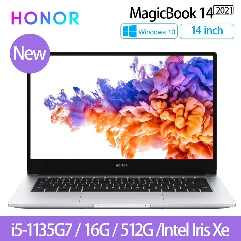 Новый ноутбук honor MagicBook 14 2021 [14 дюймов IPS Intel Core i5/i7 1135G7/1165G7 16 ГБ 512 Гб SSD ультрабук