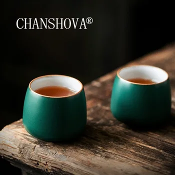 

CHANSHOVA 100ml Chinese retro style Handmade Retro green Pottery coffee cup Teacup China ceramics tea set Drinking Utensils H440