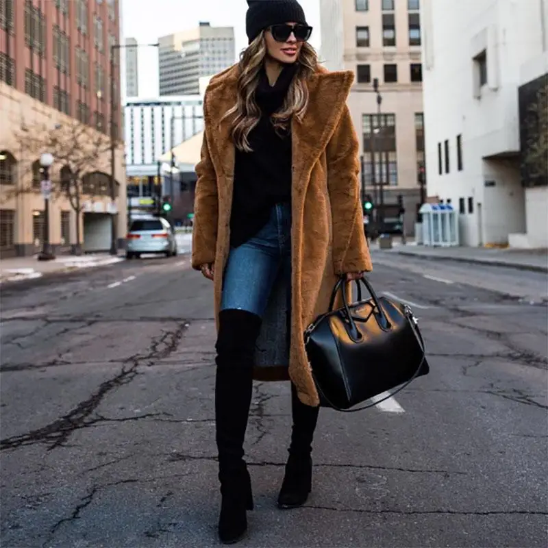 Ladies fashion high-end warm plush overcoat_233757