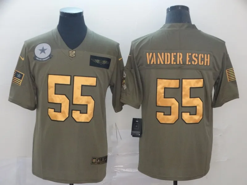 4 A+++ Мужская футболка Leighton Vander Esch Dallas# Cowboys оливковый/золотой - Цвет: 4