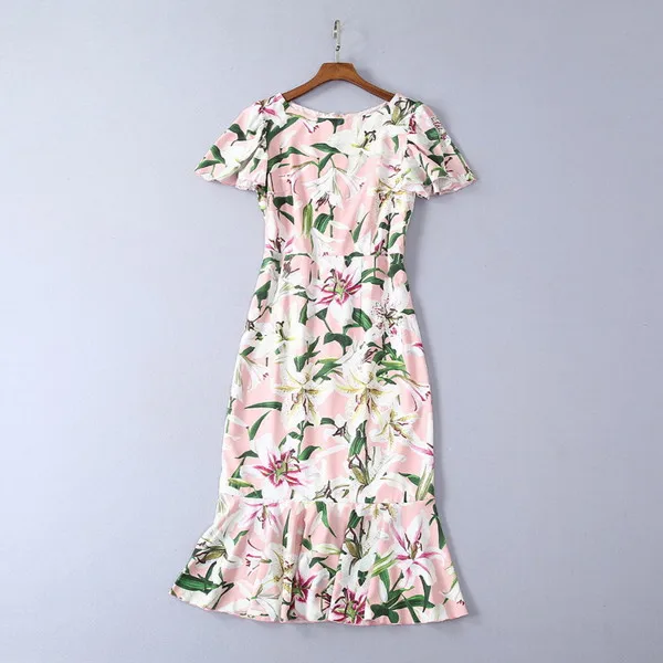 Dress Модное женское платье в стиле «рыбий хвост», новинка, летнее элегантное платье-Русалка с цветочным принтом A427 - Цвет: Dress