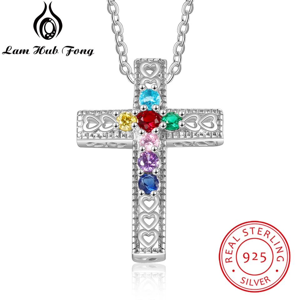 mothers cross necklace with birthstones