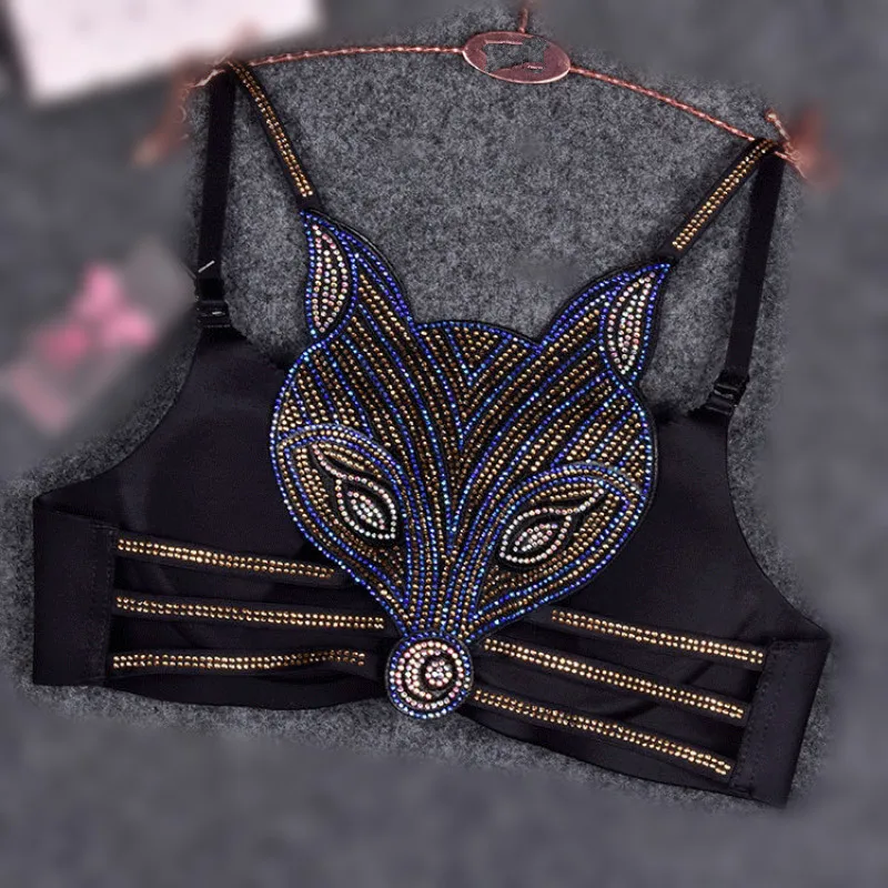 Стразы мягкий Майки Женское платье bling драгоценные камни камзол femme пикантные лиса бюстгальтер майки женские работы из бисера с рисунком лисы, топы с бретельками