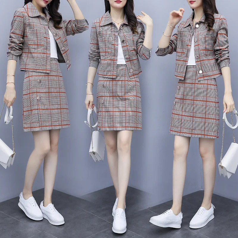 

Early Autumn Suit Dress Spring And Autumn WOMEN'S Dress 2019 New Style Short European Goods Two-Piece Skirt Autumn Clothing