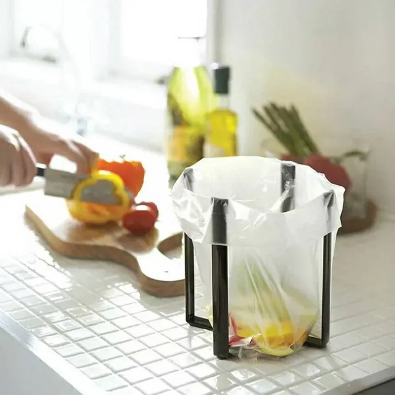 

Desktop Folding Garbage Rack Japanese Kitchen Storage Rack Household Items Storage Creative Iron Garbage Rack
