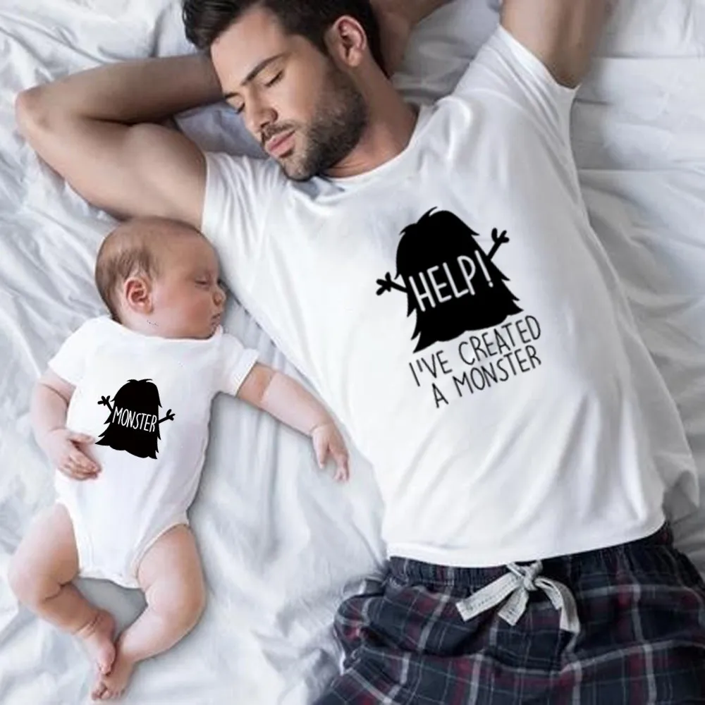 family clothes set 1PC Father and Son Daughter Matching Clothes Funny Family Matching T Shirts Summer Cotton Baby Bodysuits Kids Tops Clothes matching family pj pants
