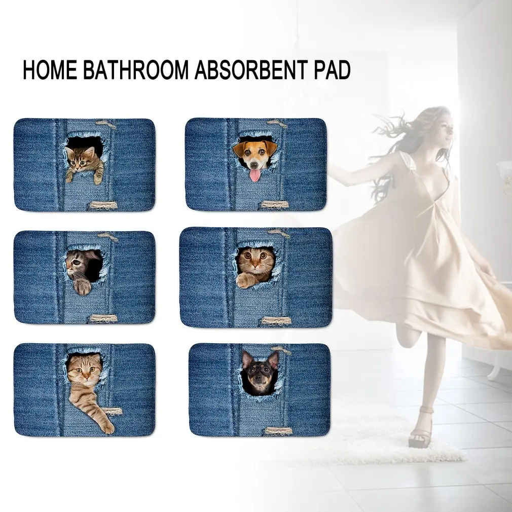 Creative 3D Digital Diy Custom Pattern Cartoon Animal Cowboy Square Flannel Home Bathroom Absorbent Pad