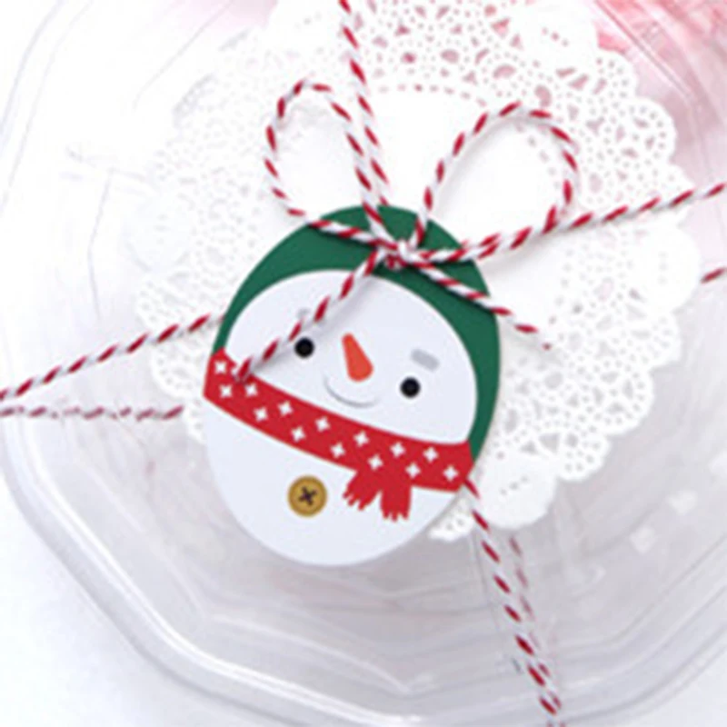 100 шт, Рождественская посылка для выпечки, кулон, Подарочный мешок для конфет Рождество, дерево, украшение, Рождественский Декор, рождественские украшения для дома - Цвет: Snowmen