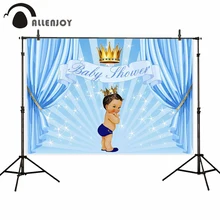 Allenjoy ребенок новорожденный праздник фотосессия Золотой Выращенный блеск в полоску мальчик вечерние синие шторы фоны Baby Shower баннеры