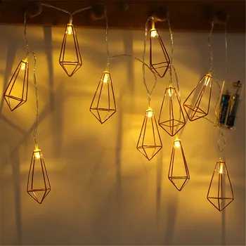 

1.5/3m Retro Iron Metal Diamond Fairy String Light Battery Powered Ins LED Lamp for Wedding Christmas Home Party Room Decoration