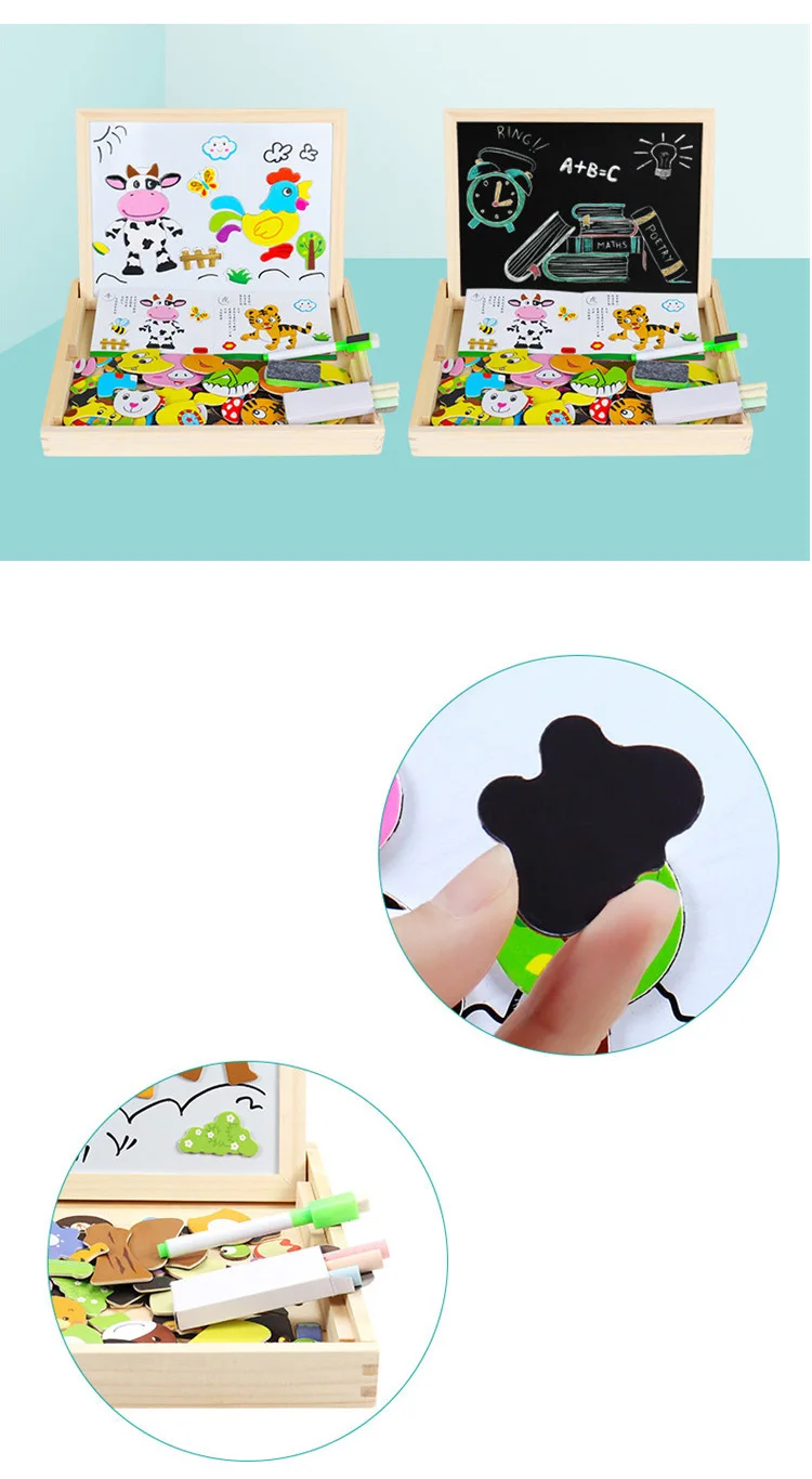 Развивающие деревянные магнитные игрушки для детей 3D головоломка рисунок/Животные/автомобиль доска для рисования Обучающие деревянные игрушки для детей игрушки подарки