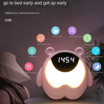 

LED exquisite Table lamp Cute Bear Time Light Sensor Alarm Clock Night Light Seven Color Electronic Alarm Clock Ambience Light
