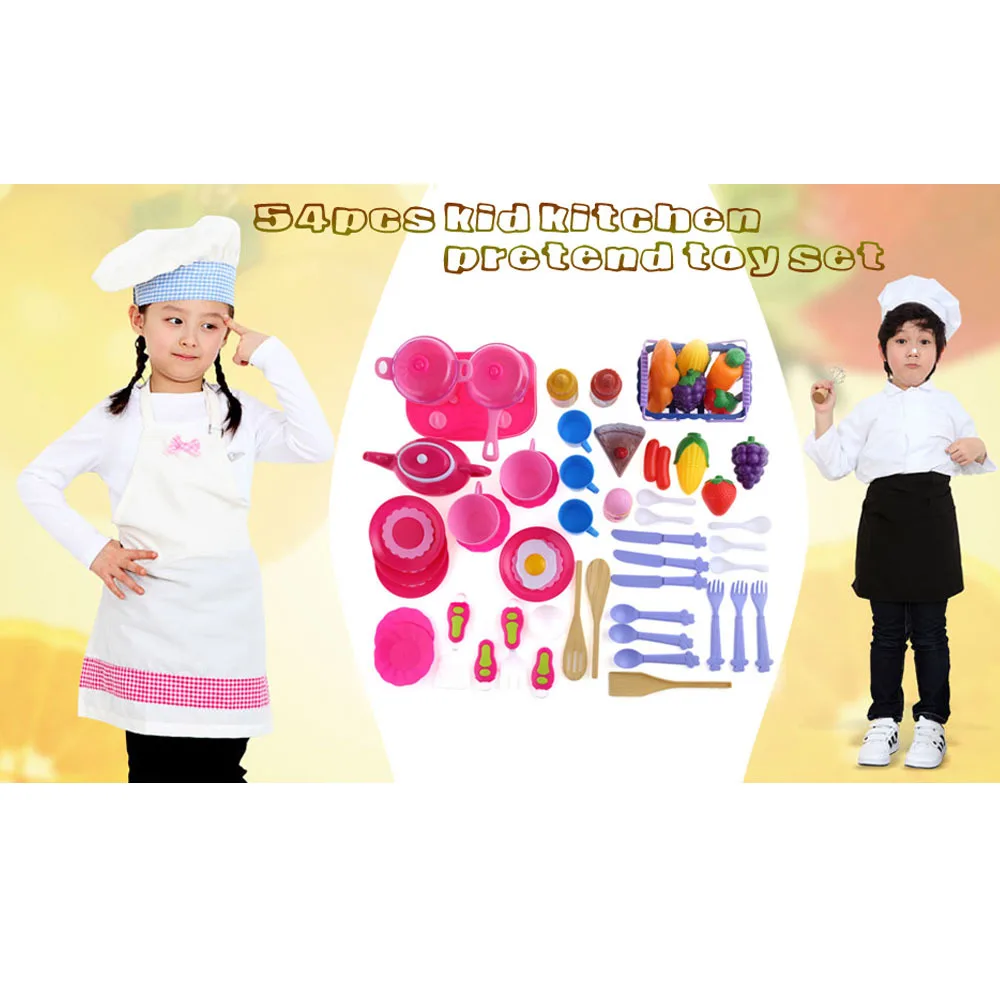 

54Pcs Kids Plastic Kitchen Food Fruit Vegetable Pretend Play Educational Toy Child Cook Cosplay Safety Pretend Kitchen Toys Set