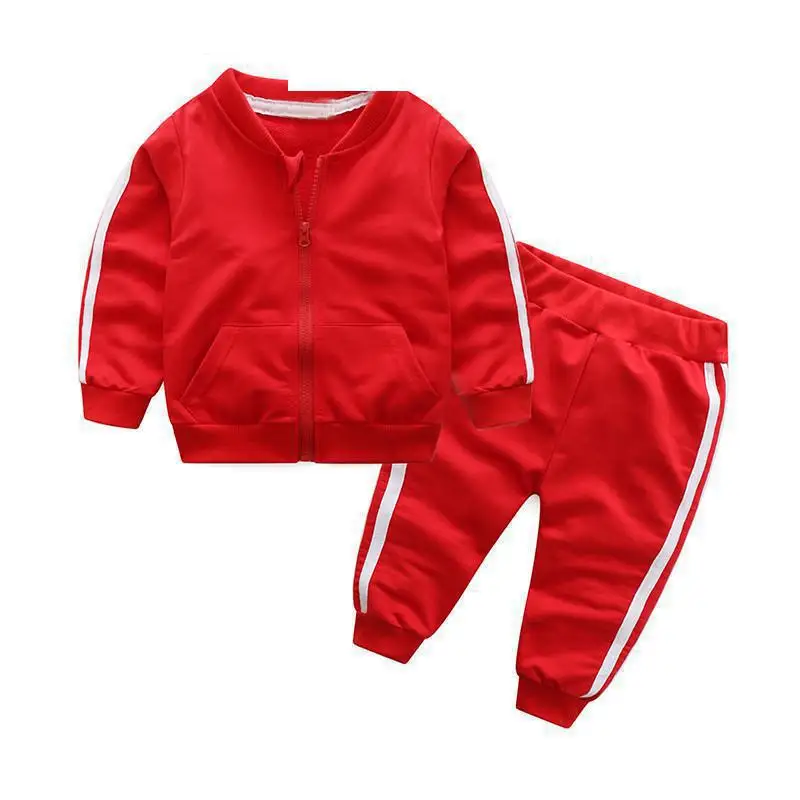 

2018 Autumn Fashion Baby Girl Clothes Cotton Long Sleeve Solid Zipper Jacket+pants 2pcs Bebes Tracksuit Baby Boy Clothing Set