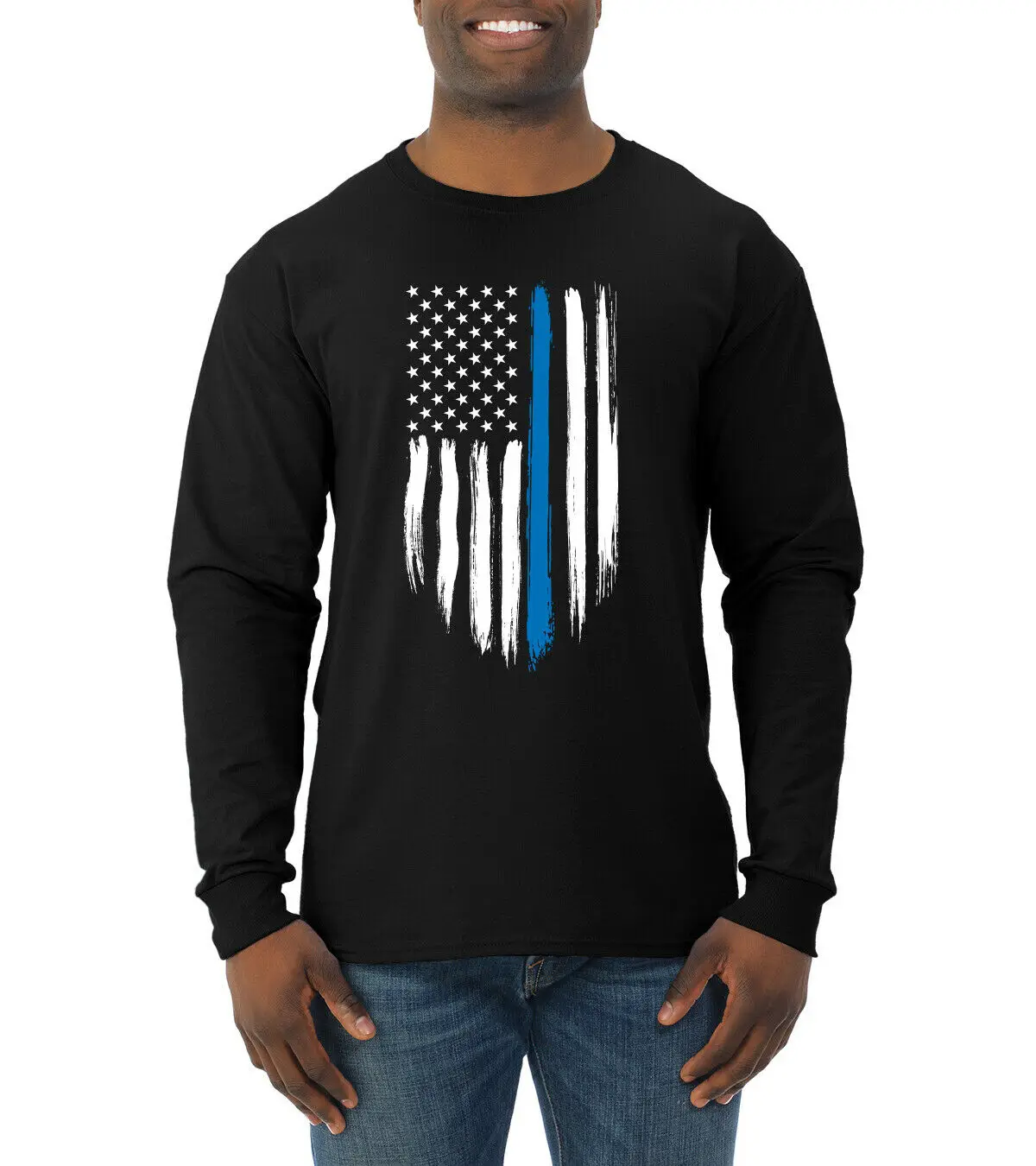 

Blue USA Flag Blue Support Mens Long Sleeve T-Shirt 2020 t shirt
